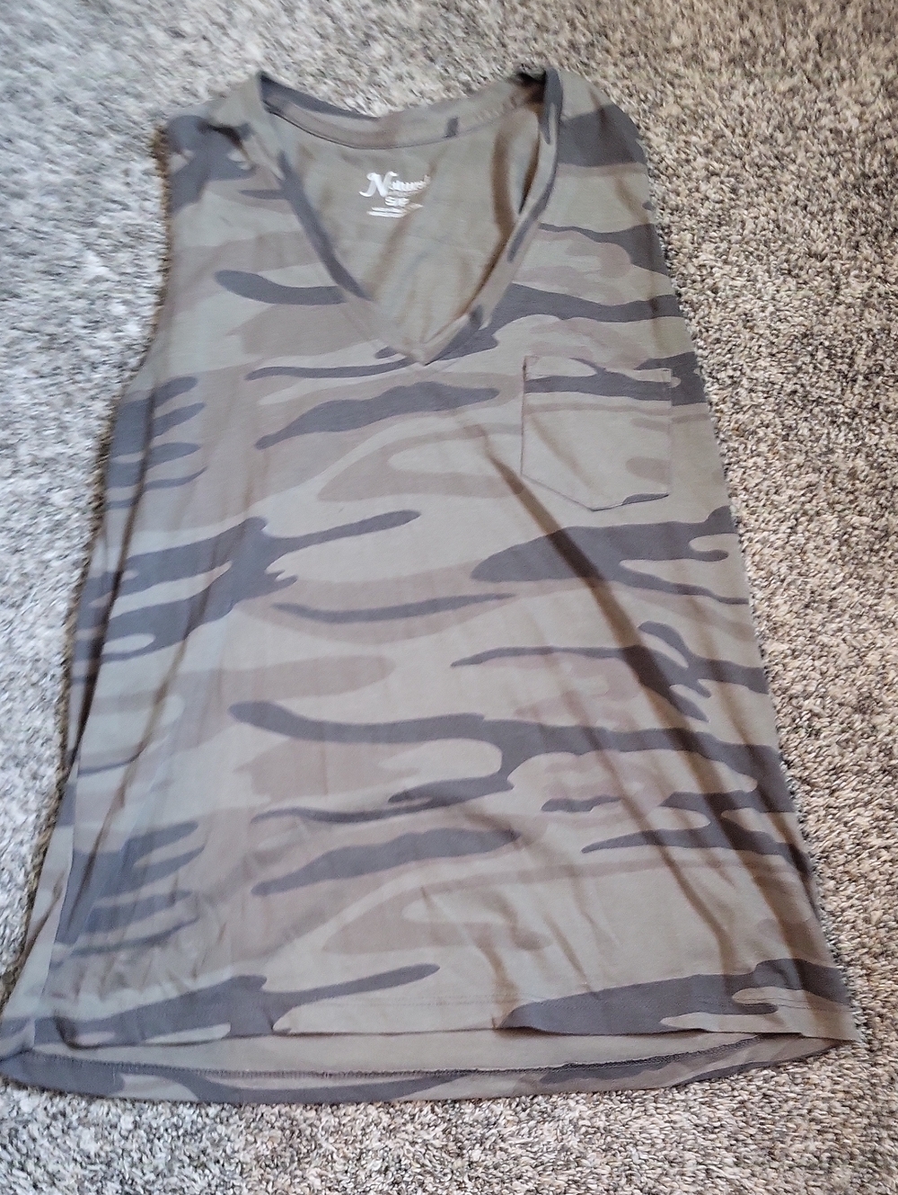 Natural Reflections Camo Green V Neck Tank